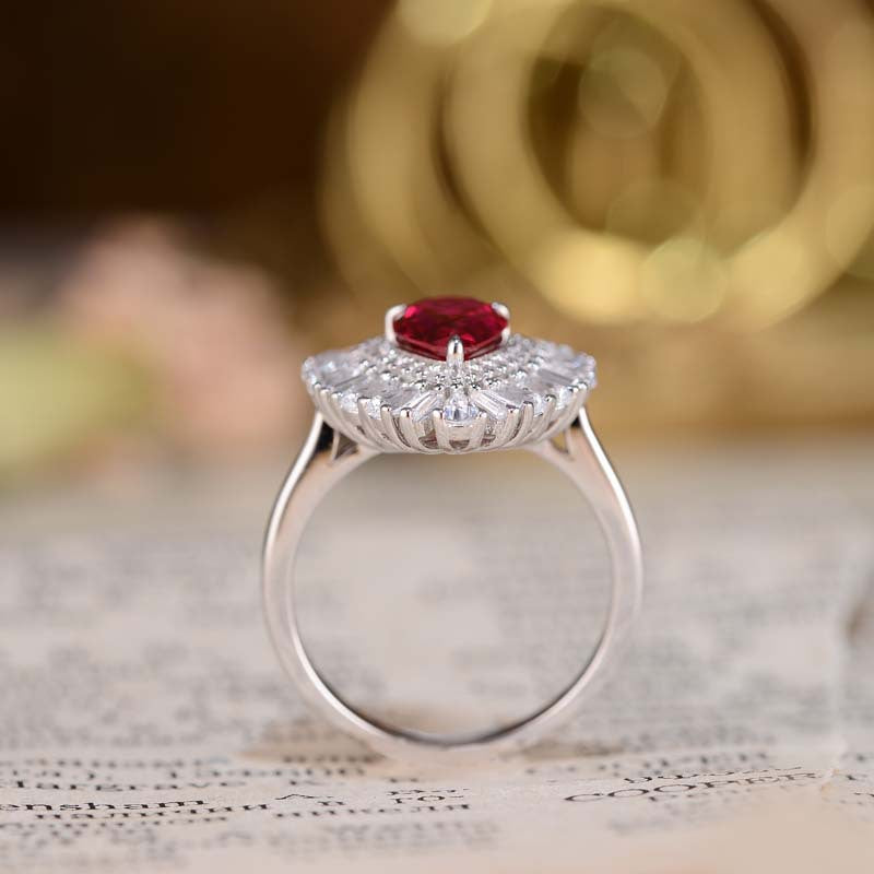 Laboratory Royal Red cultivates ruby droplet shaped 6 * 9mm high-end jewelry ring, cultivates ruby 1.5ct,