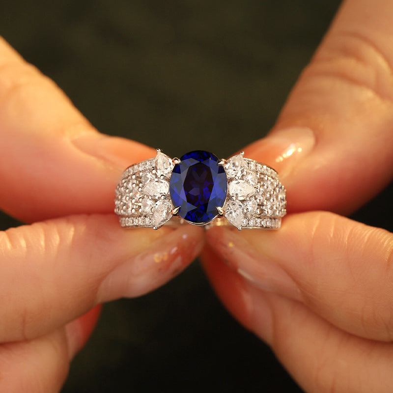Cultivate Sapphire Royal Blue Oval Sapphire Ring High Jewelry
