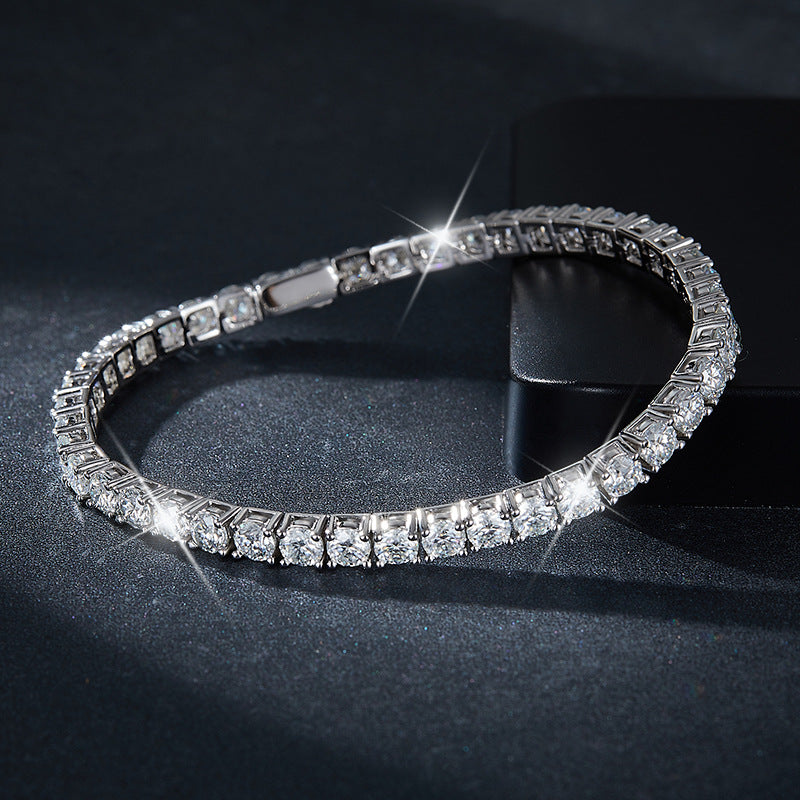 Classic Four Claws 30 minutes 50 minutes 1 carat full circle D color VVS moissani diamond 925 Silver Tennis Bracelet