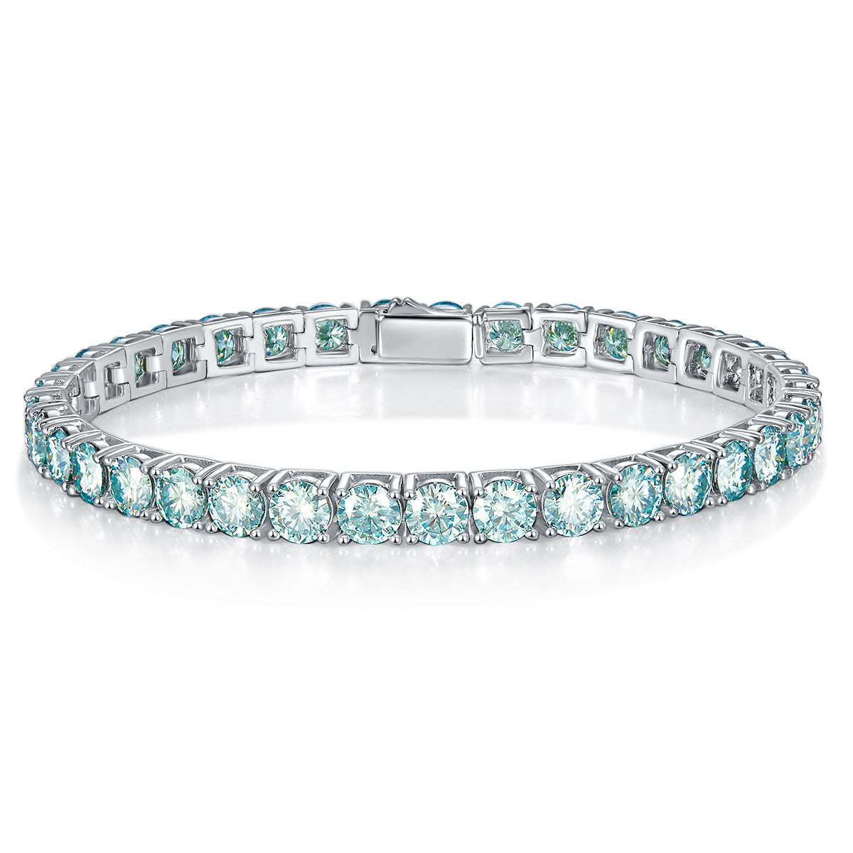 Fashionable classic four claw 50 point D-E/extremely white moissanite full circle blue-green moissanite diamond tennis bracelet for both men and women