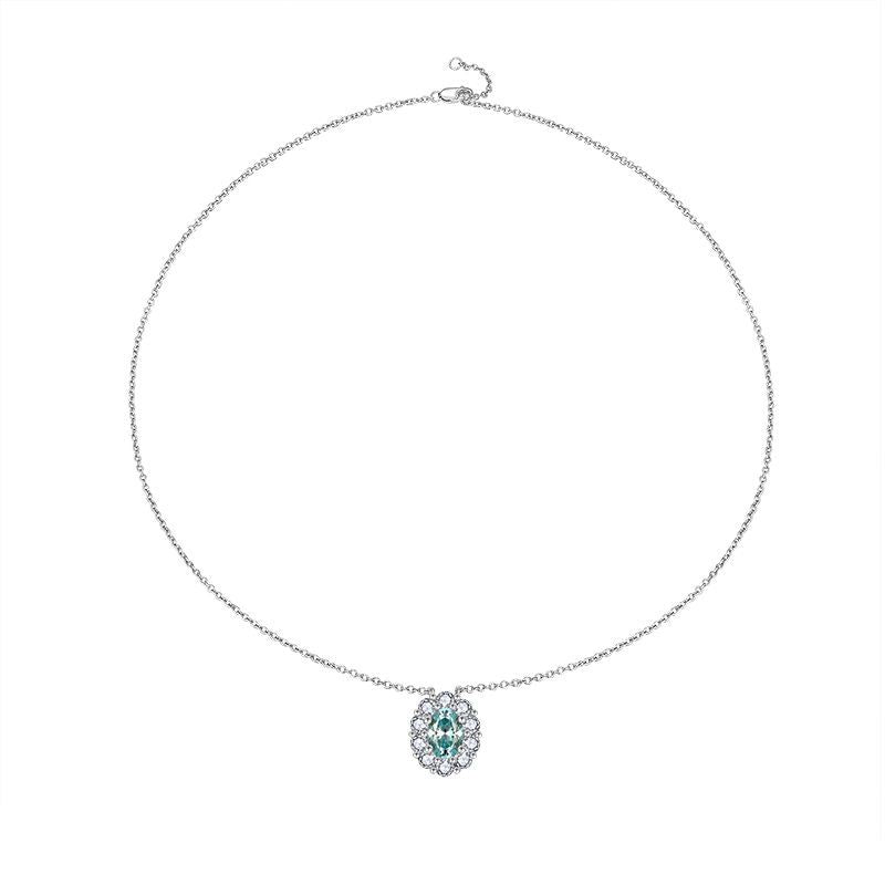 Mozambique diamond jewelry, Paraiba Blue Mozambique 1 carat 5 * 7mm egg shaped bracelet, Paraiba Blue Mozambique 1 carat 5 * 7mm egg shaped necklace S925 silver plated 18k gold