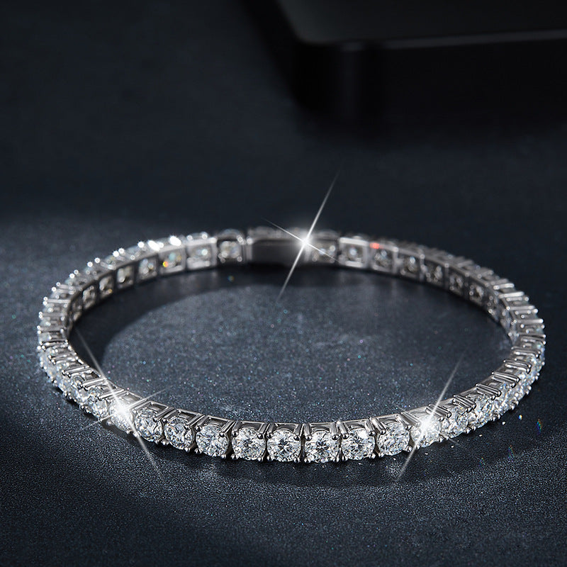 Classic Four Claws 30 minutes 50 minutes 1 carat full circle D color VVS moissani diamond 925 Silver Tennis Bracelet