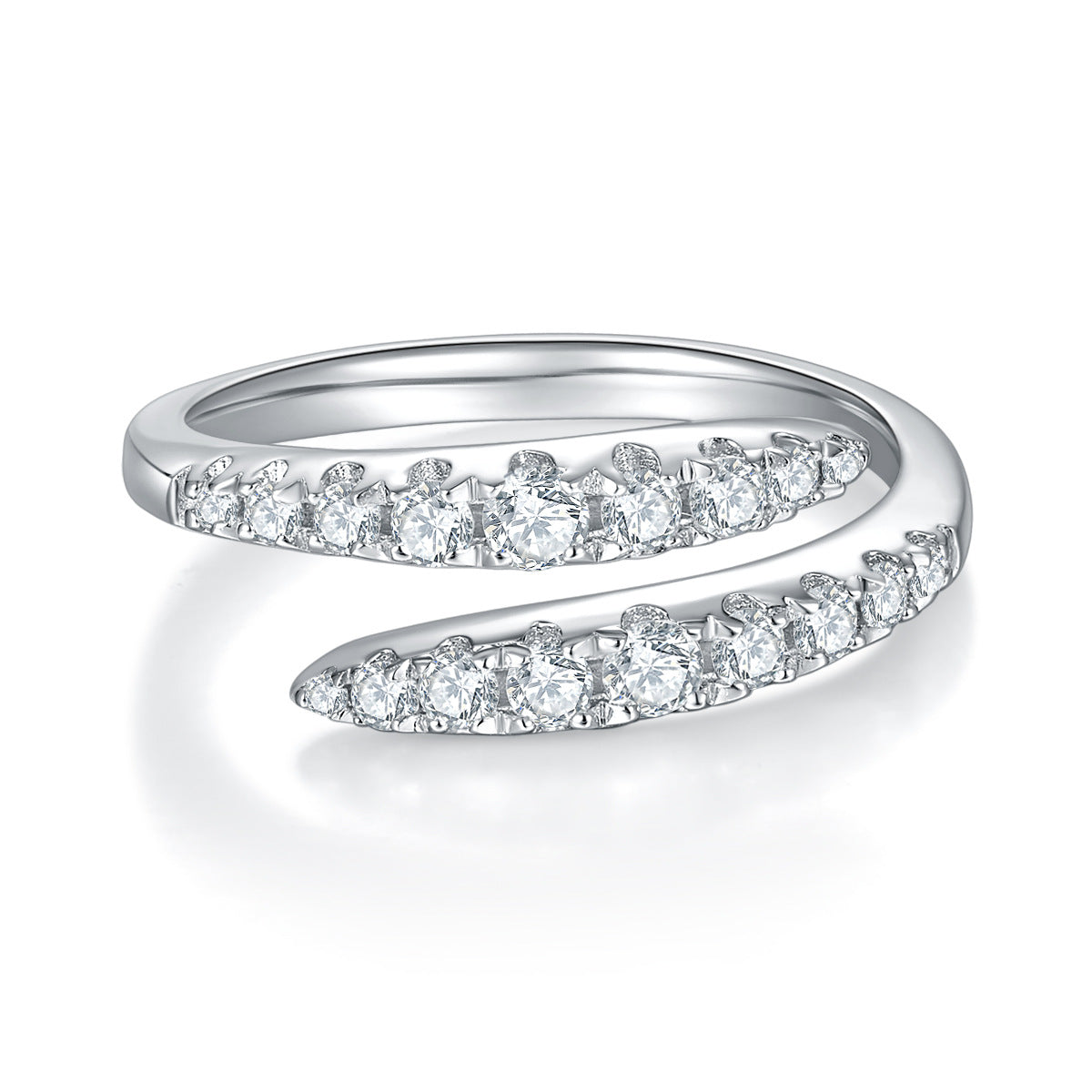 Ins style double row opening moissanite diamond ring