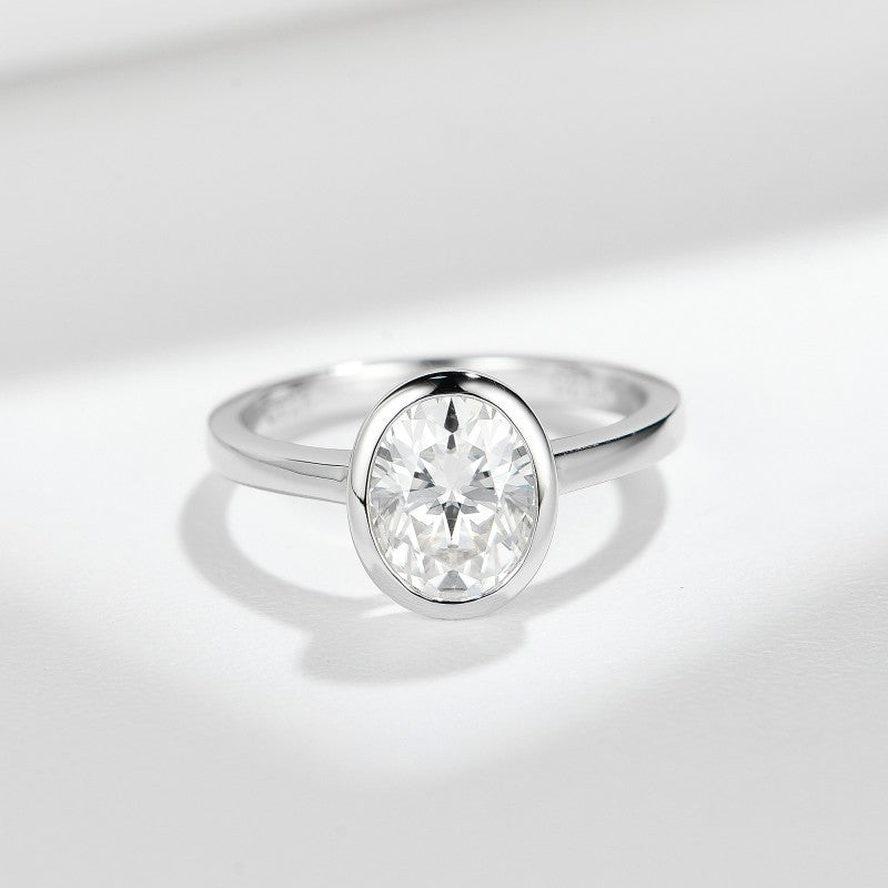Classic oval 2-carat 7 * 9mm egg shaped moissanite women's engagement ring S925 silver gold-plated material