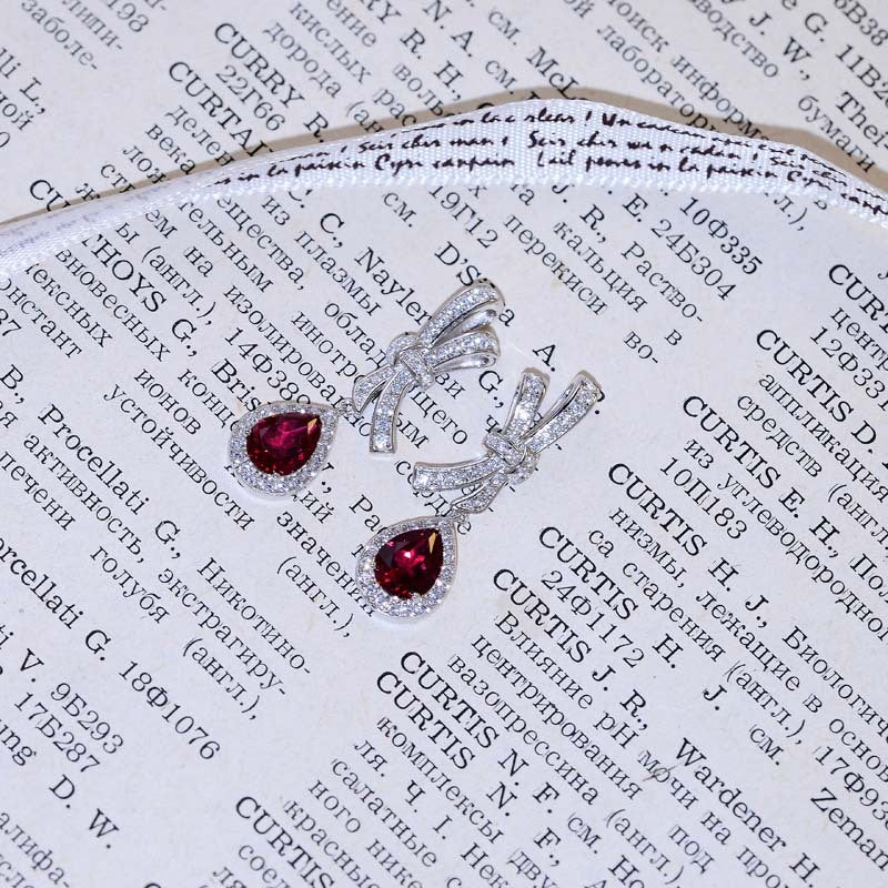 Laboratory level cultivation of ruby pigeon blood red ruby droplet shaped earrings, luxury jewelry earrings, women's jewelry，A pair of earrings