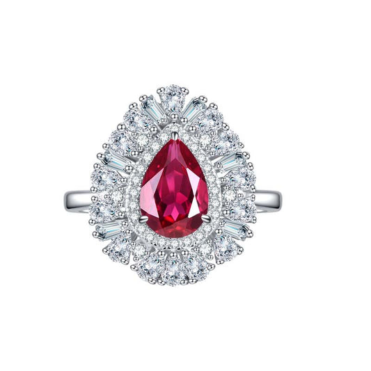 Laboratory Royal Red cultivates ruby droplet shaped 6 * 9mm high-end jewelry ring, cultivates ruby 1.5ct,