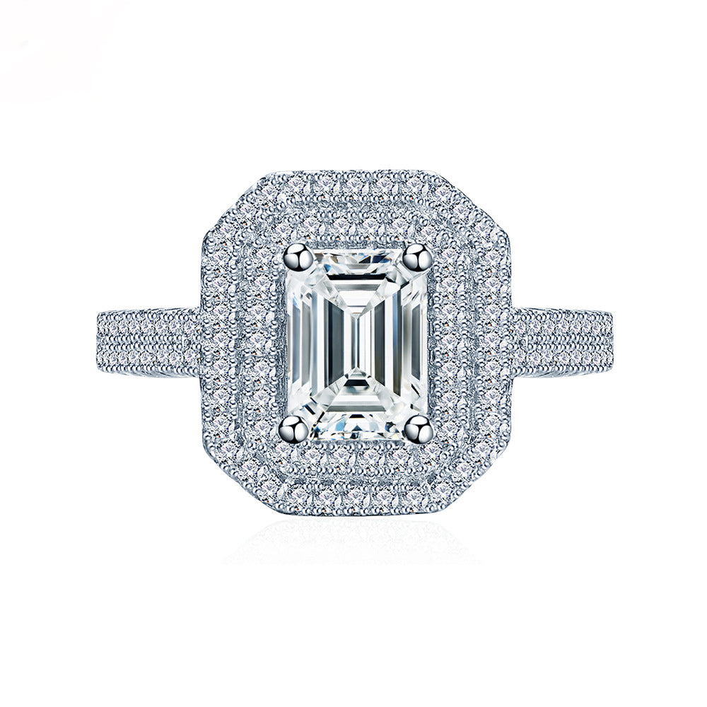 1 carat moissanite diamond moissanite ring s925 pure silver ring set with diamonds, niche designer high-end jewelry ring
