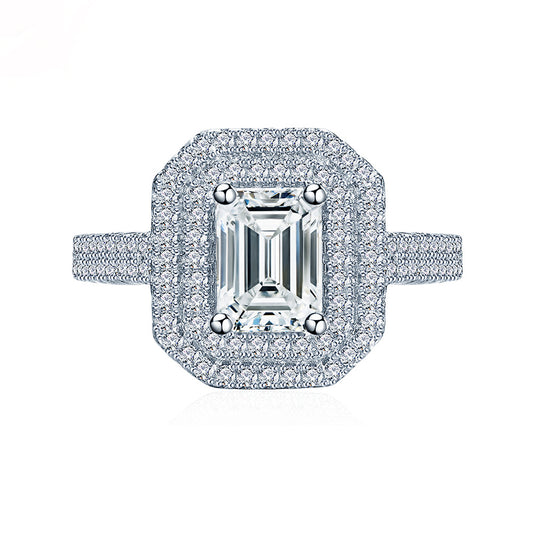 1 carat moissanite diamond moissanite ring s925 pure silver ring set with diamonds, niche designer high-end jewelry ring