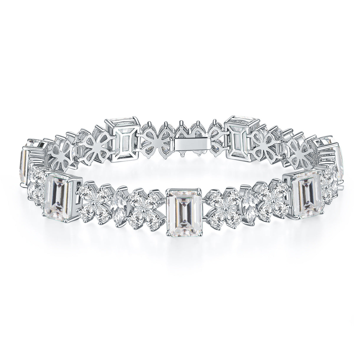 New high-end full diamond cultivated emerald/cultivated ruby/cultivated sapphire/high-end high carbon diamond bracelet, S925 silver plated 18k Golden Horse Eye bracelet