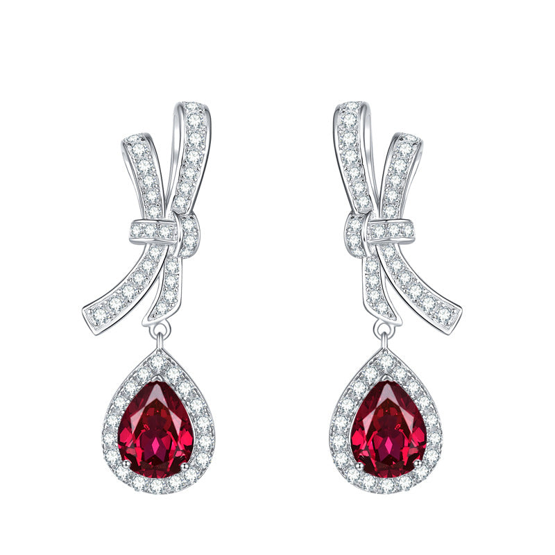 Laboratory level cultivation of ruby pigeon blood red ruby droplet shaped earrings, luxury jewelry earrings, women's jewelry，A pair of earrings