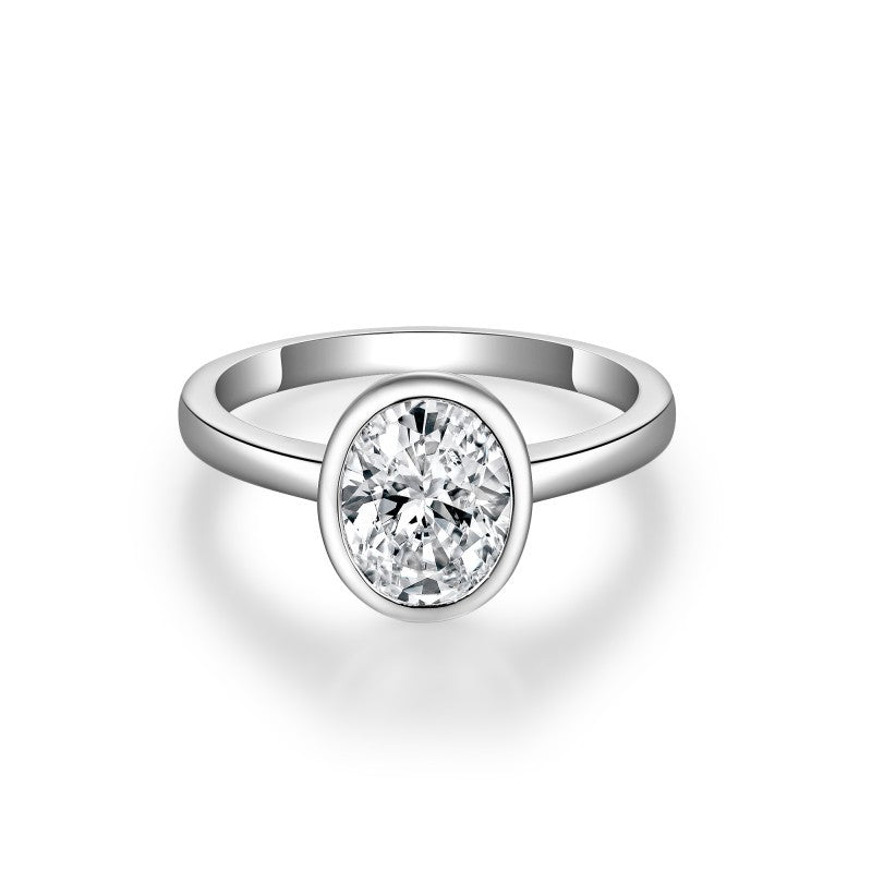 Classic oval 2-carat 7 * 9mm egg shaped moissanite women's engagement ring S925 silver gold-plated material