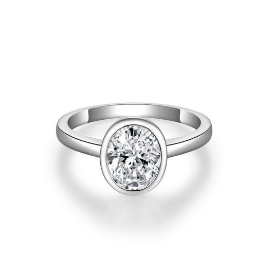 Classic oval 2-carat 7 * 9mm egg shaped moissanite women's engagement ring S925 silver gold-plated material