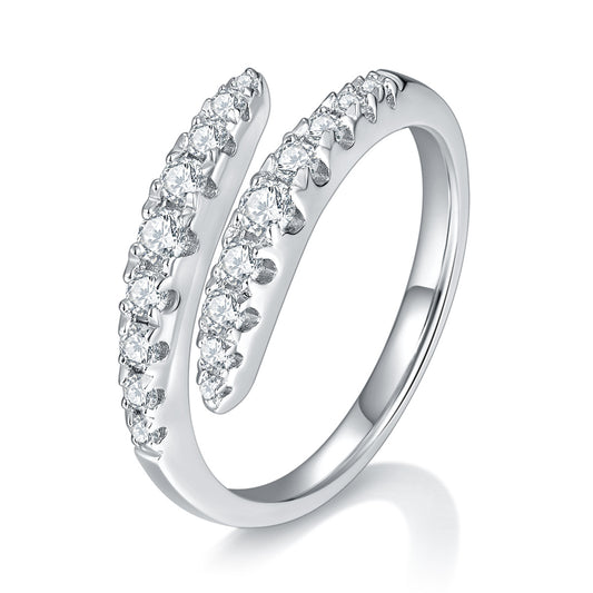 Ins style double row opening moissanite diamond ring