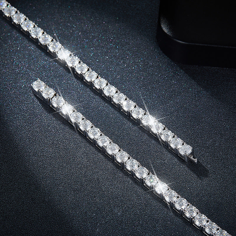 Classic Four Claws 30 minutes 50 minutes 1 carat full circle D color VVS moissani diamond 925 Silver Tennis Bracelet