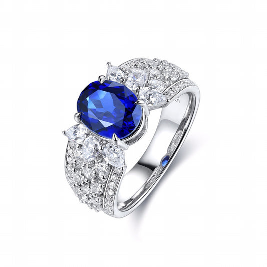 Cultivate Sapphire Royal Blue Oval Sapphire Ring High Jewelry
