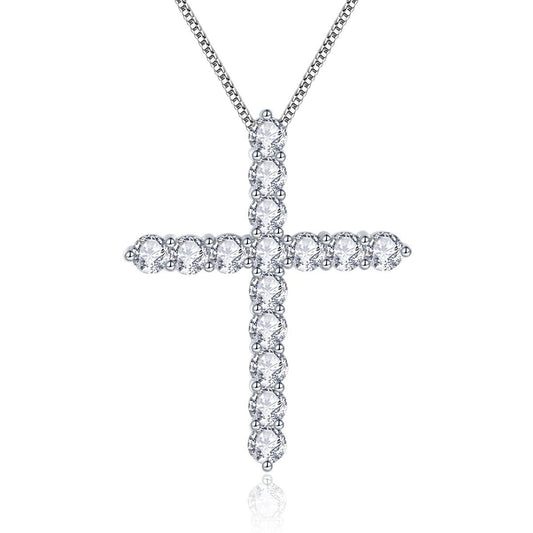 Hip hop rapper's 3.0mm D-color circular moissani diamond cross necklace, internet bestseller